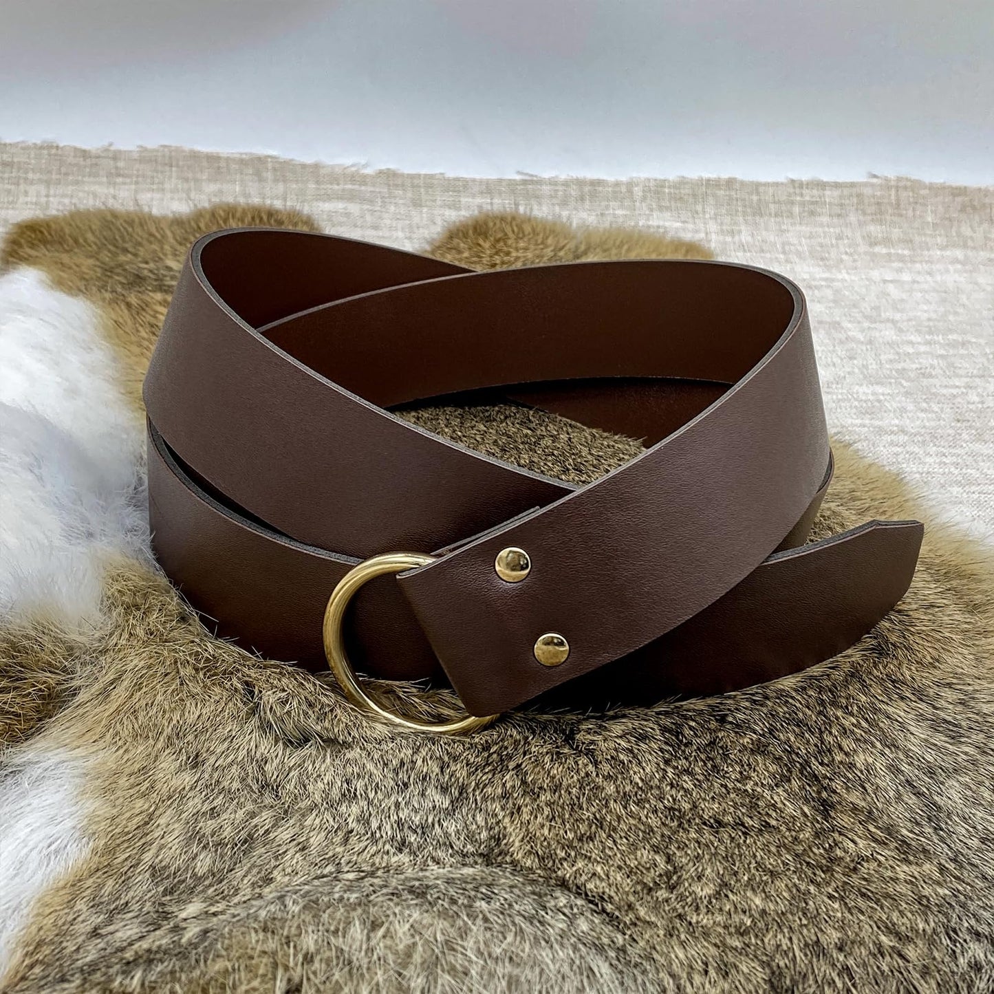 EpicCos 2 PCs Medieval Vintage belt Bag Set, Middle Ages Faux Leather Belt with Belt Pouch, Renaissance Costume Accessories (Brown A)
