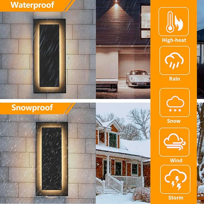 11.8" Outdoor Wall Lights, Black Led Wall Sconces,Exterior Light Fixtures Wall Mount, 3000K Warm White,Waterproof Modern Porch Hallway Front Door Lights 360°Beam Angle 1 Pack