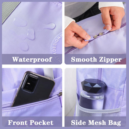 Travel Bag for Women Foldable Duffle Bag Spirit Airlines Personal Item Carry On Tote Lightweight Sports Gym Tote Weekender Overnight Bag (Purple)