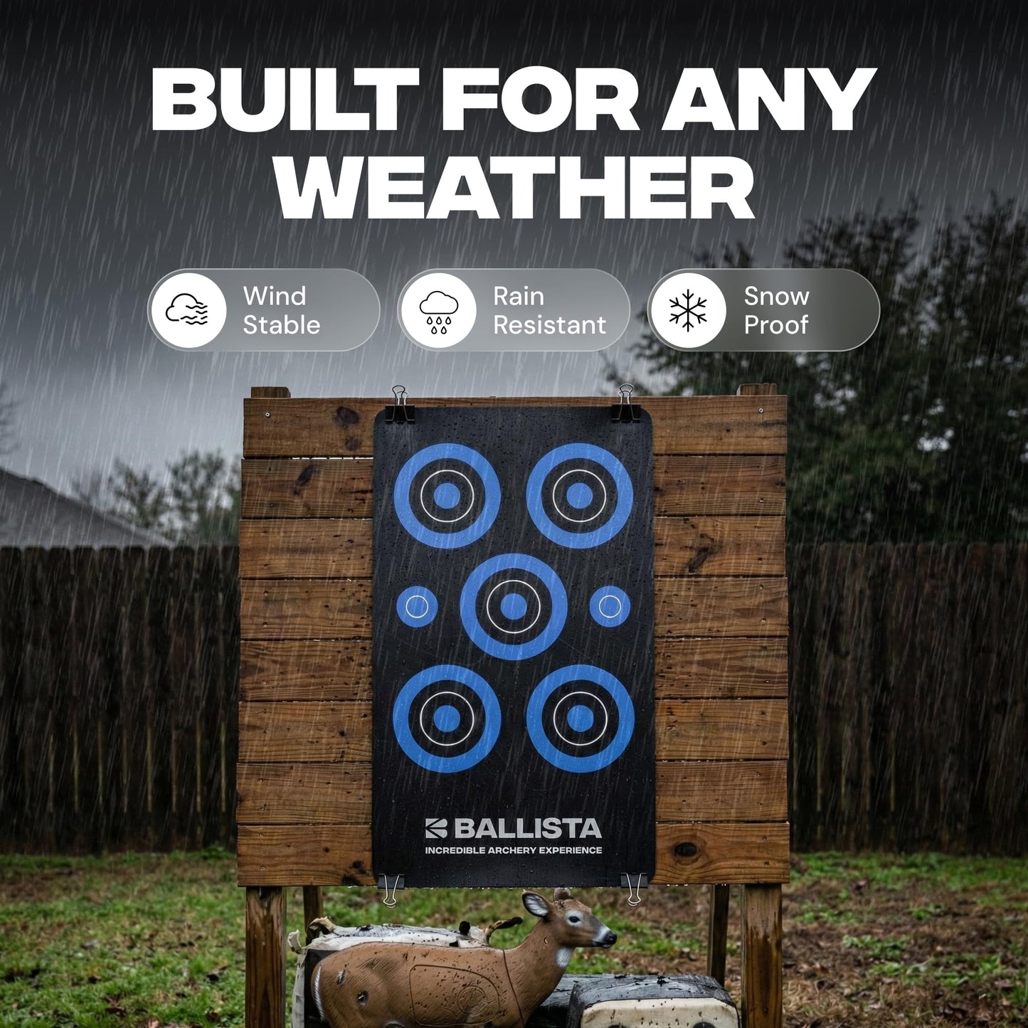 BALLISTA Reusable Self-Healing Rubber Archery Target Face – 13.8" x 23.6" Roll-Up Practice Target Sheet with Bright Bullseyes, Water-Resistant, Portable for Bow and Crossbow Shooting