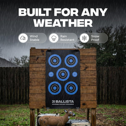 BALLISTA Reusable Self-Healing Rubber Archery Target Face – 13.8" x 23.6" Roll-Up Practice Target Sheet with Bright Bullseyes, Water-Resistant, Portable for Bow and Crossbow Shooting