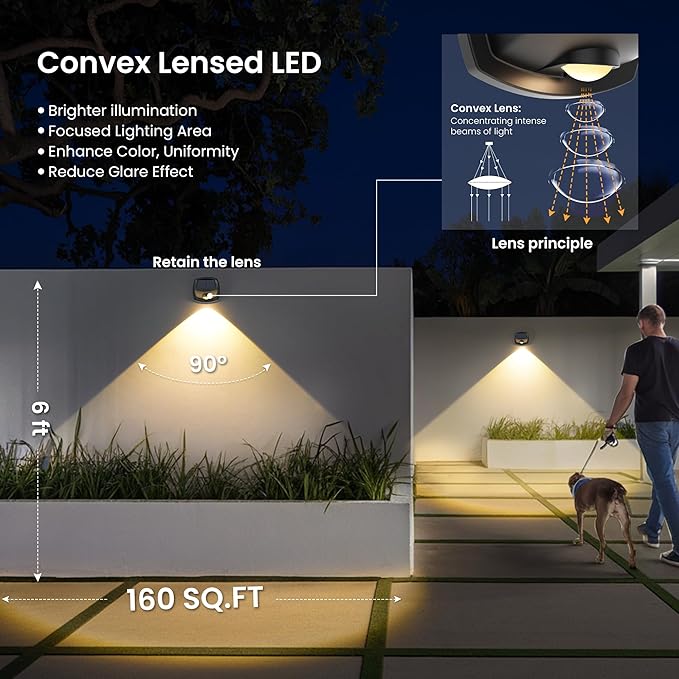 SOLPEX Solar Lights Outdoor Waterproof IP65, Solar Stair Lights Outdoor for Fence, Deck, Step, Dual Color LED 3 Lighting Modes House Wall Light for Porch, Backyard, Fence, Garden Decor-8 Pack
