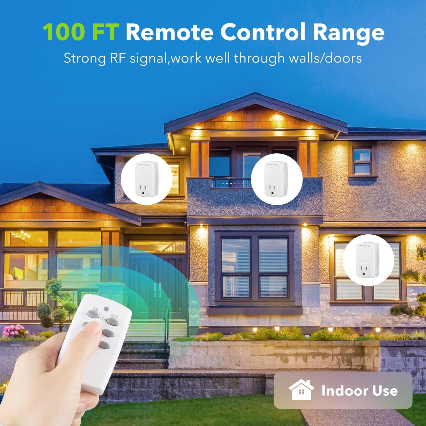 BN-LINK Mini Wireless Remote Control Outlet Switch Power Plug in for Household Appliances, Wireless Remote Light Switch, LED Light Bulbs, White (2 Remotes + 5 Outlets) 1250W/10A
