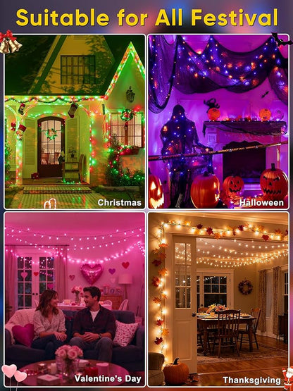 Smart Color Changing Christmas Lights, 66FT 200 LED RGB Christmas String Lights with App & Remote Control, Waterproof Christmas Tree Lights for Outdoor Indoor Party Decor
