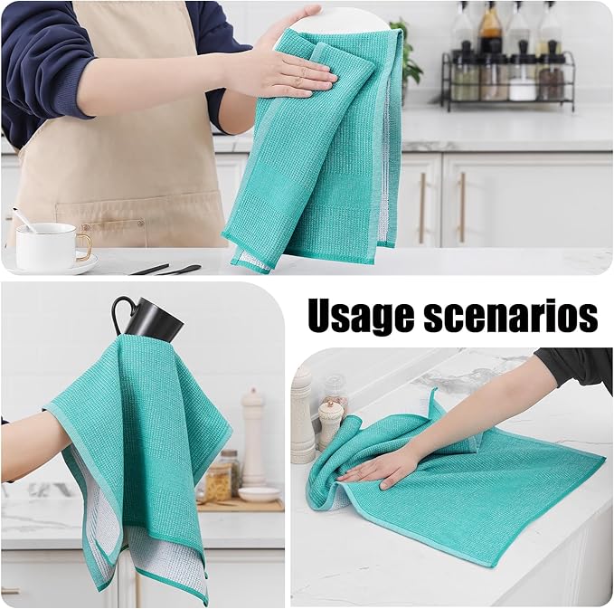 Homaxy Premium Kitchen Towels, Large Cotton Kitchen Hand Towels, Flat and Terry