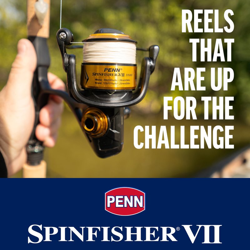 PENN 8' Spinfisher VII Spinning Fishing Rod & 5500 Reel Combo, 12-20lb Line Rating, Medium Heavy Power, IPX5 Sealing, CNC Gear Technology with Brass Main Gear