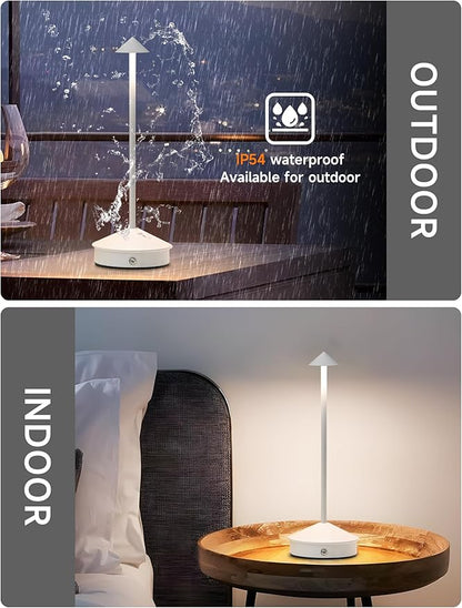 Table Lamps,LED Rechargeable Desk Lamp,Portable Modern USB Battery Operated Lights,Outdoor Waterproof Touch Dimmable,for Patio,Restaurant,Bar,Camping,Dining Home Set of 2 White