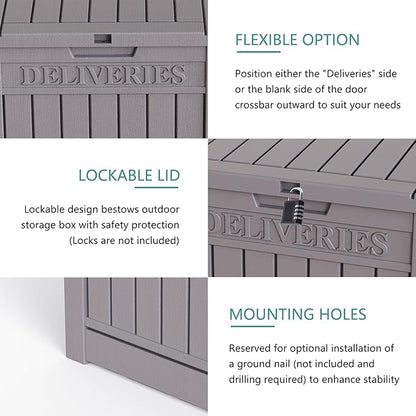 55 Gallon Coffee Resin Deck Box - Lockable, Rust-Resistant Outdoor Storage for Gardens & Patios - Waterproof Bench-Style Box with Handles