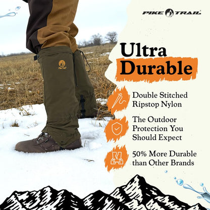 Pike Trail Adjustable Leg Gaiters - Lightweight, Waterproof - Leg Guards for Men & Women - Hiking Essentials Ideal for Hunting, Trekking & Fishing - Defense Force Camo - 1 Pair
