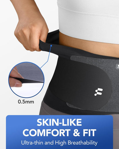 Fitomo 0.5mm Ultra Thin Back Brace for Women Men, 3D Lumbar Pad, Seamless Yoga Fabric, Lightweight Back Brace for Lower Back Pain Relief, Sciatica, Posture, Lifting, Wearg Under Clothes, Black, S