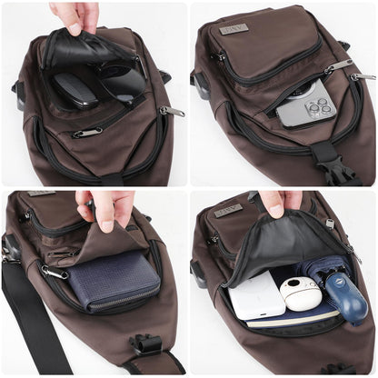 AMJ Crossbody Sling Bag Men Women, Casual Shoulder Backpack, Chest Daypack Satchel for Hiking Travel