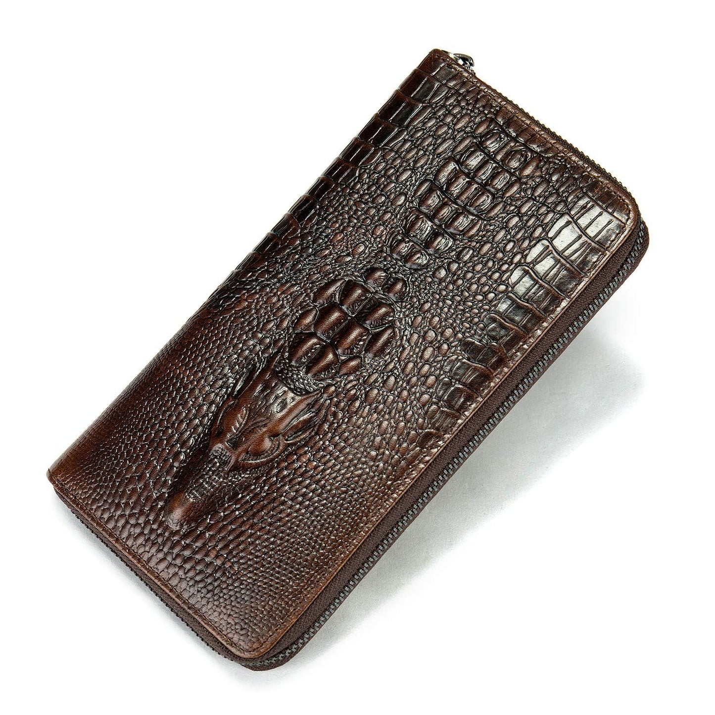 Glorixen Genuine Leather Clutch Bag for Men Handbag Multipurpose Wallet Fashion Card Holder Purse Fold Black (C-Brown)