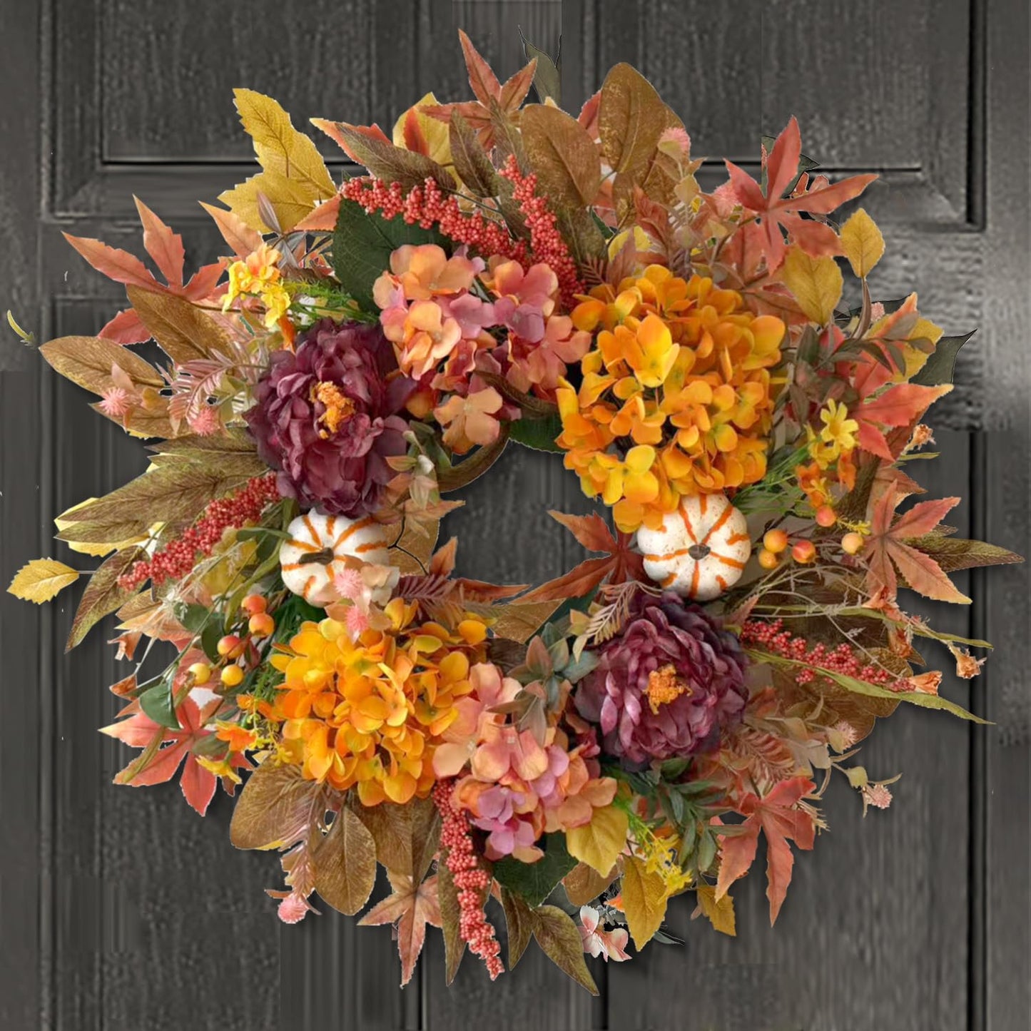 WANNA-CUL 24 Inch Fall Harvest Front Door Wreath Autumn Thanksgiving Decor