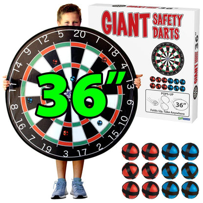 Funwares 36" Giant Dart Board for Adults and Kids, 25% Larger Than the Competition for Ultimate Indoor Fun and Outdoor Fun, Party Game for Families, Games for Kids 8-12, and Dart Game for Adults