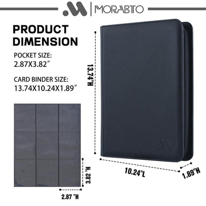 MORABTO Card Binder 9 Pocket,Trading Card Binder Holds up to 360 Cards with 20 Sleeves,Zipper Card Holder Album Compatible with TCG Card/Game Cards/Sports Card