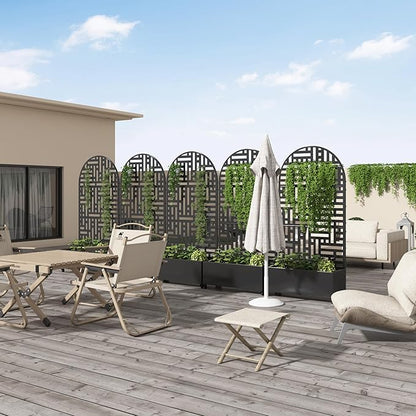 Casaphoria Metal Raised Garden Bed with Trellis and Wheels, 72"x35"x16" Arched Planter Box for Climbing Plants, Vegetables & Vines, Features Drainage Holes and Privacy Screen (Black-Helen)