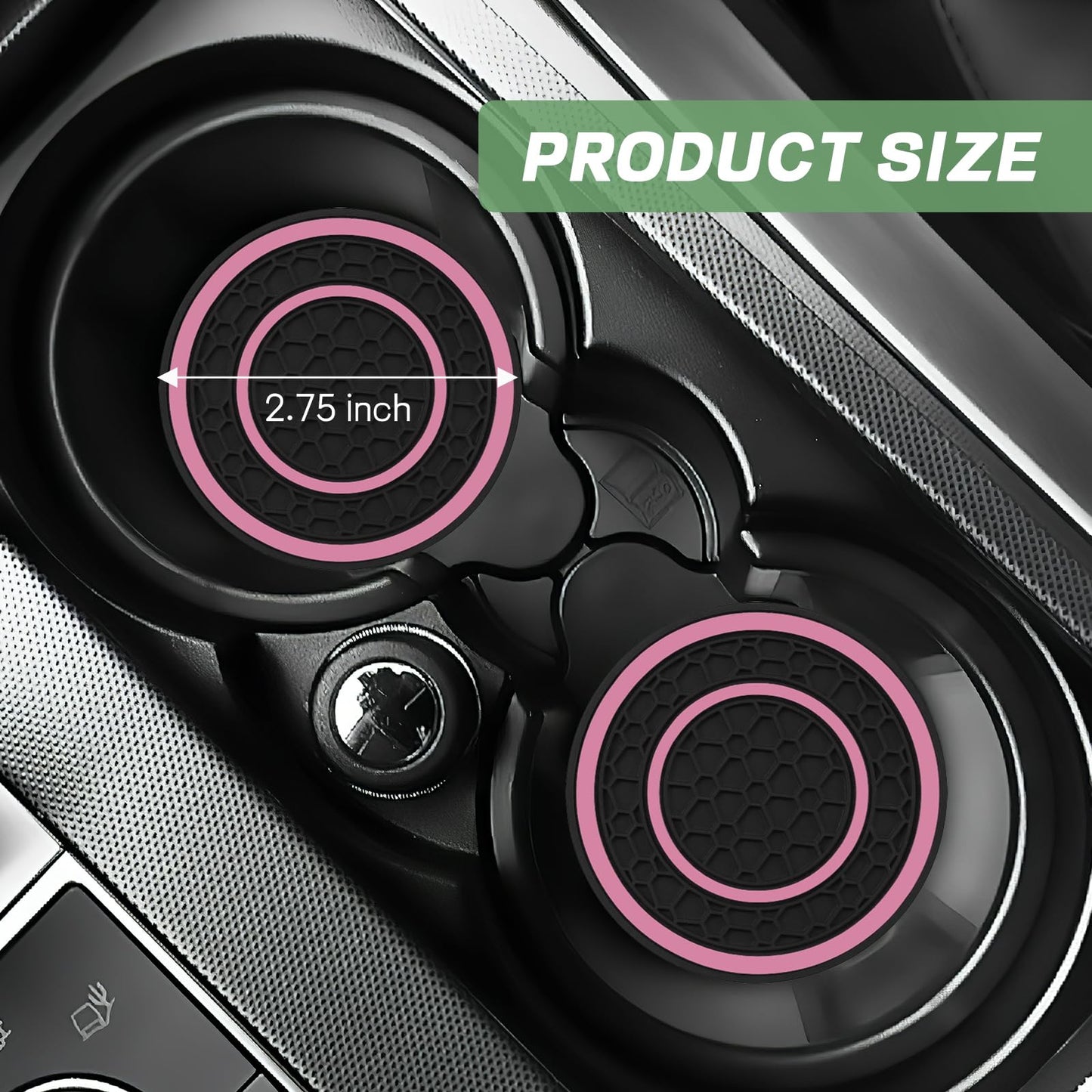 Hbxdeco 6PCS Pink Car Accessories Set, Sporty Auto Interior Decoration Accessories with Leather Car Steering Wheel Cover, Center Console Cover, Seat Belt Shoulder Pads, Cup Coasters (Pink)