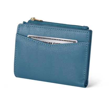 Oak Leathers Leather Wallet For Women - Small RFID Coin Purse Credit Card & ID Holder for Ladies, Gift for Women's, Bifold Wallets (Nappa Ottanio)