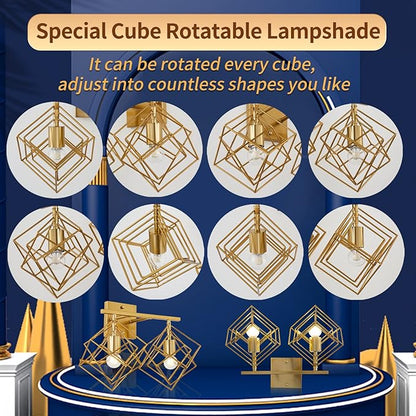 Bathroom Vanity Light with 2 Bulbs Bathroom Light Fixtures Over Mirror with Rotatable 2 Cube Shades Modern Wall Mounted Brushed Brass