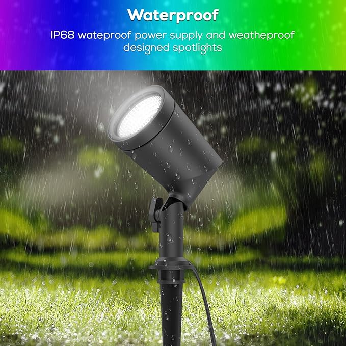 ZYAN 4 Pack 24W Smart Landscape Lights, Color Changing, Compatible with Alexa