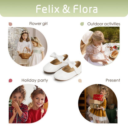 Felix & Flora Girls Dress Shoes - Mary Jane Ballet Flats Party Wedding School Size 8 Toddler