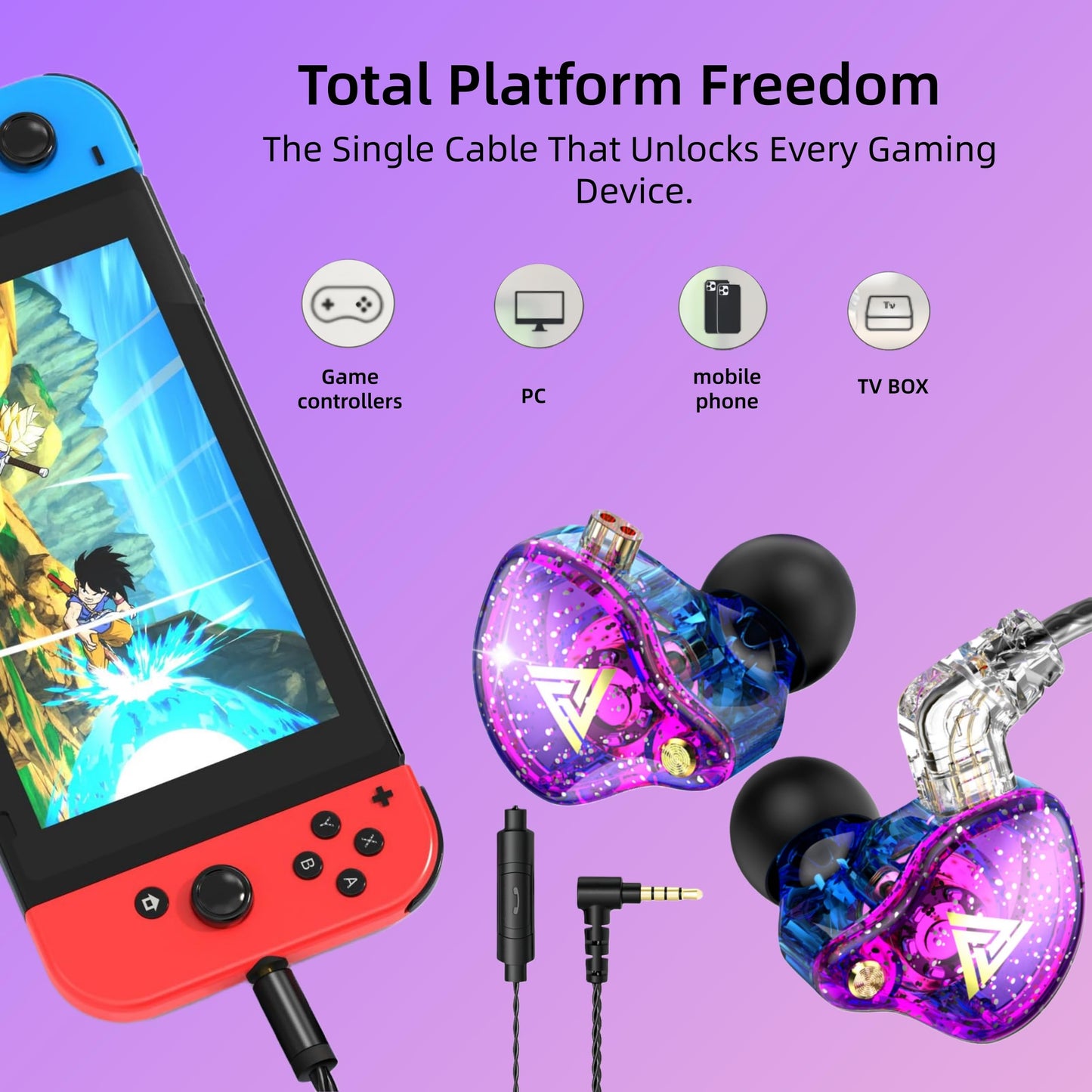 HJX QKZ AK6 Pro Wired IEM for Gaming Earbuds with MIC, in Ear Monitor Headphones, Deep Bass Sound, 1DD 11mm Dynamic Driver, IEM for Music Video Calling(Colors)