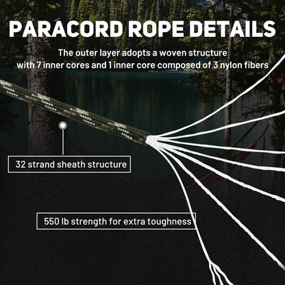MALZE Paracord 550lb Nylon Rope 500FT Tactical Parachute Cord Forest Camo