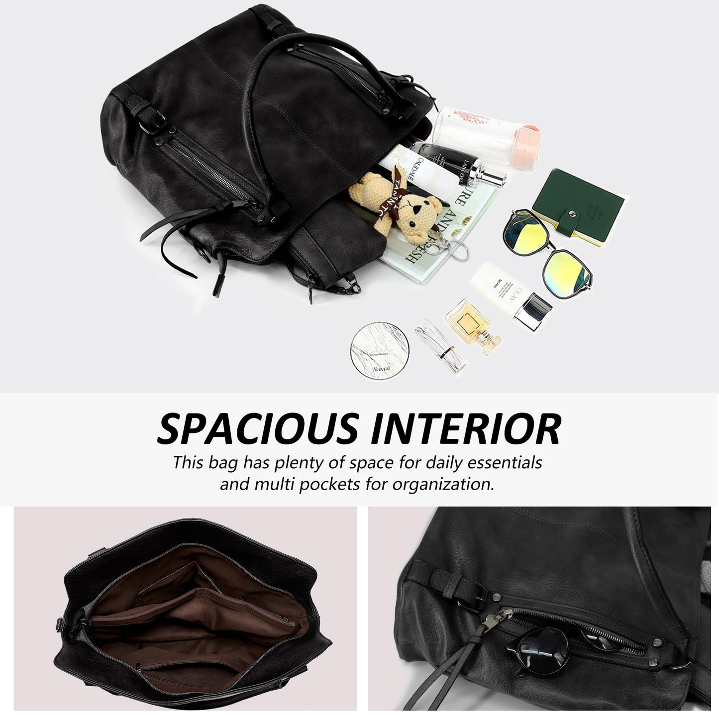 TANTOMI Tote Handbags for Women, Crossbody Bag Large Leather Hobo Purse Shoulder with Wallet Adjustable Straps