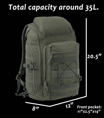 XMILPAX 35L Tactical Backpack Military Rucksack MOLLE Quick-Access Flap EDC Pack for Hiking Camping Travel Work Bugout Emergency