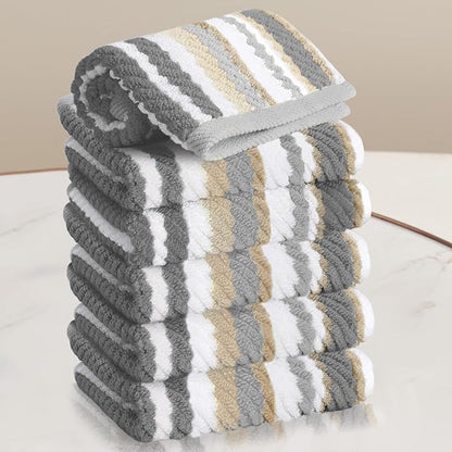 VOOVA & MOVAS Cotton Washcloths Set of 6, Soft Wash Cloths Set