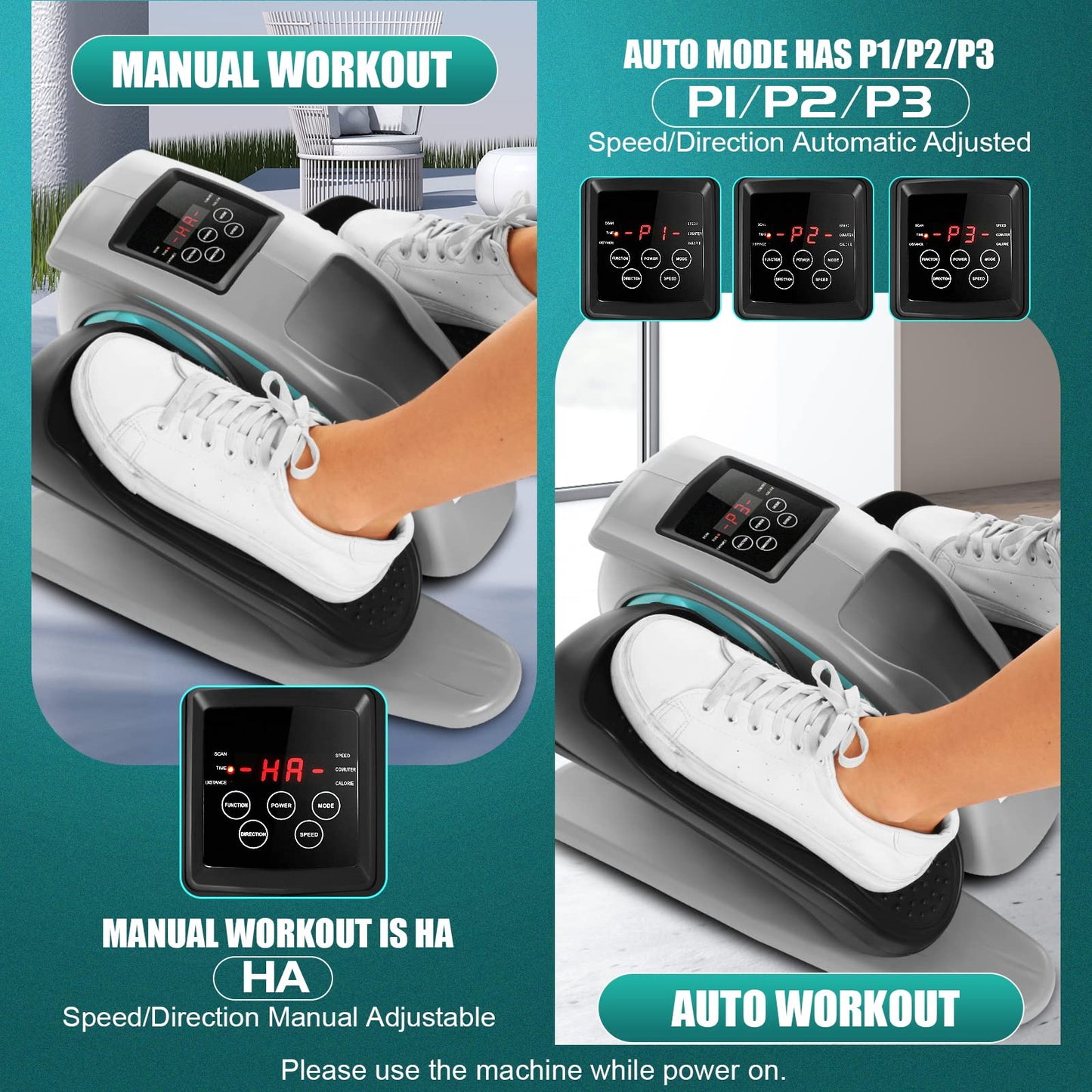 ANCHEER Under Desk Elliptical, Electric Ellipse Leg Exerciser While Sitting for Seniors Adults, Quiet Portable Motorized Seated Foot Pedal Exerciser with Remote Control for Home Office Use