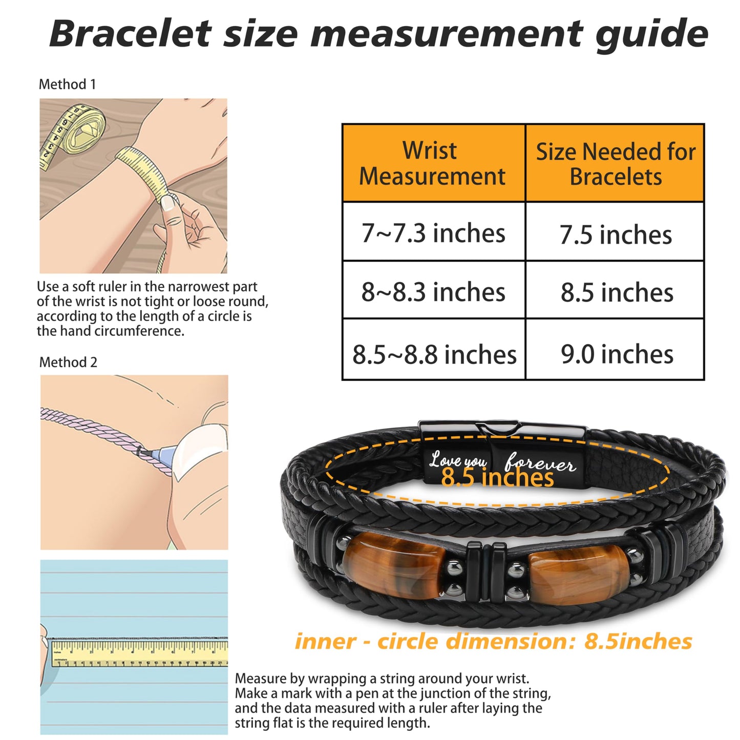 JoycuFF Gift for Boyfriend from Girlfriend to My Love Leather Bracelet for Men Love You Forever Birthday Anniversary Present Thank You Gift