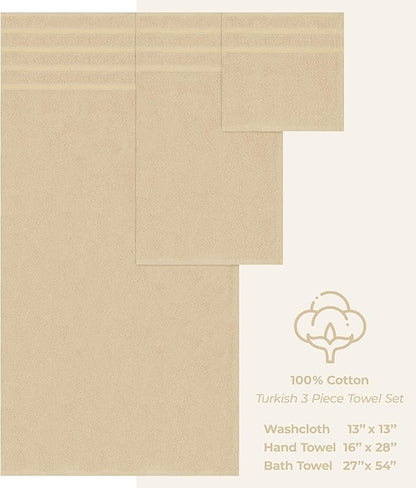 American Soft Linen Premium 3 Piece Towel Set, 1 Bath Towel 1 Hand Towel 1
