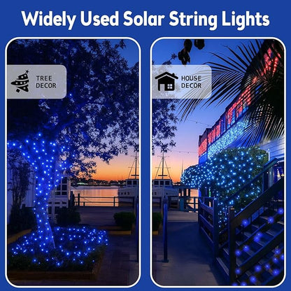Extra-Long 144FT Solar String Lights for Outside, 2 Pack 400LED Solar Christmas Lights Outdoor, Waterproof Copper Wire with 8 Modes Twinkle Fairy Lights for Tree Garden Party Christmas Decor (Blue)