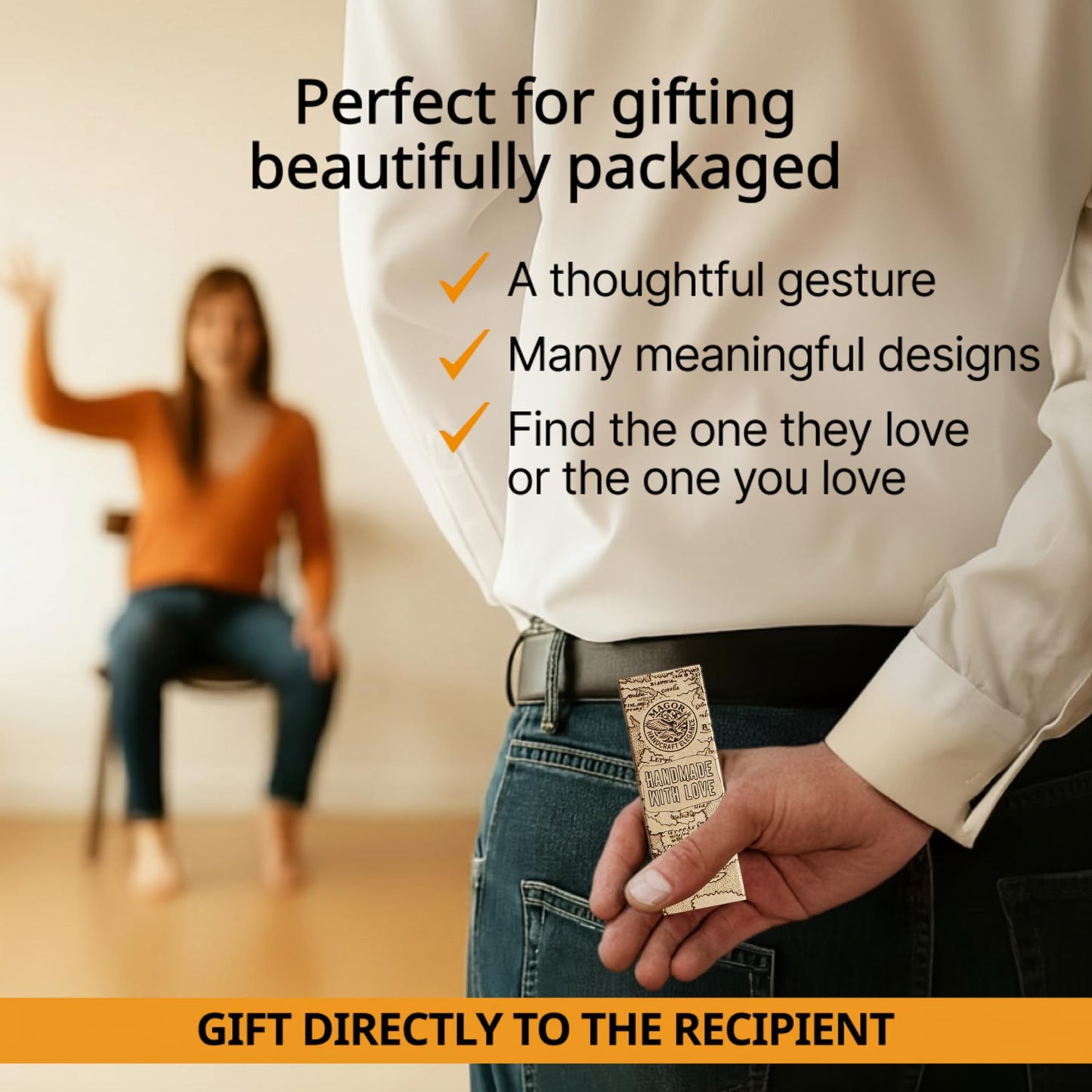 MAGOR Handmade Full Grain Leather Keychain Personalised Keychain for Men Women Car Key Ring Gift for Him Her Dad Mom Premium Brown Leather Keyring Hot Embossed Design (House)