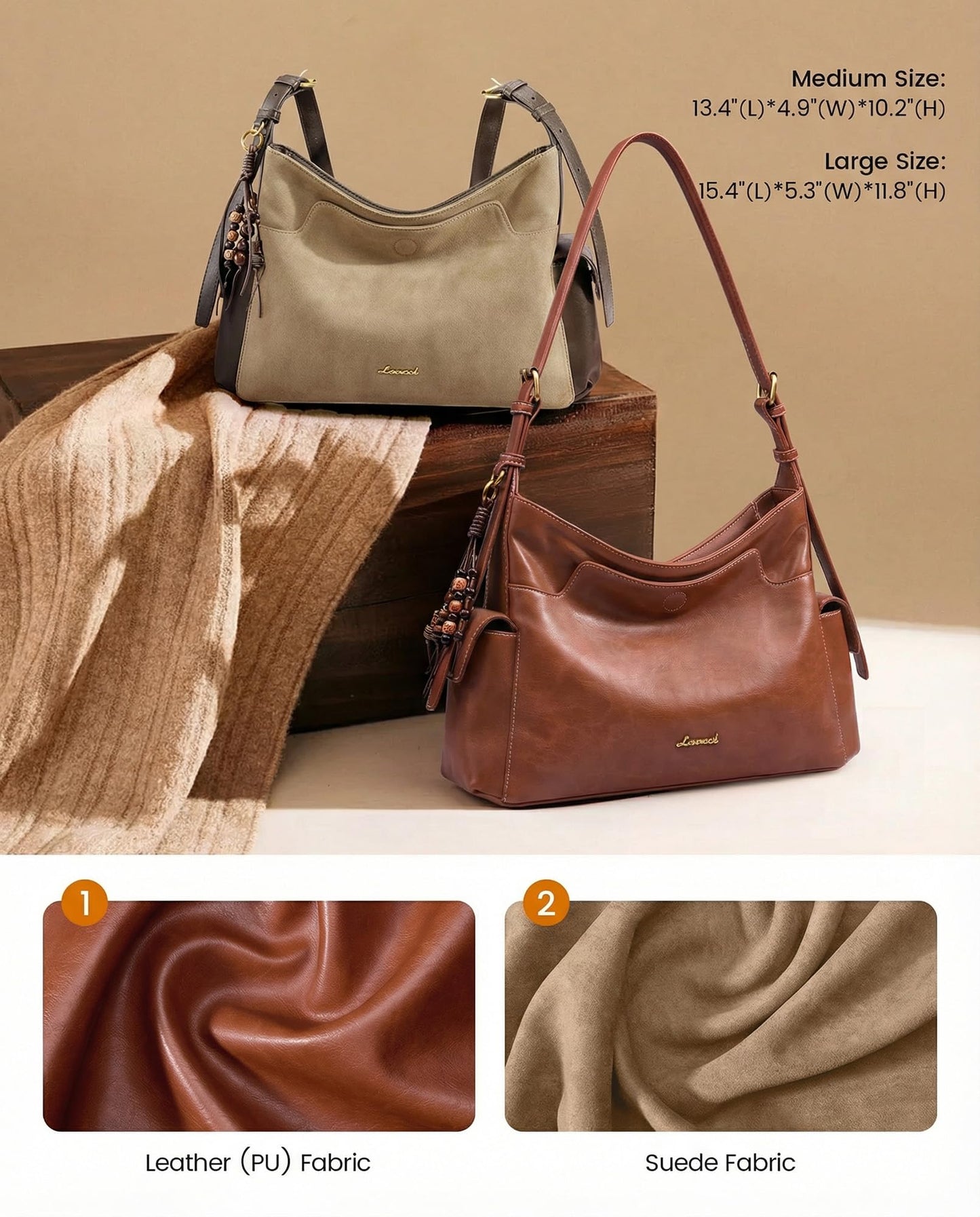 LOVEVOOK Hobo Purses for Women,Soft Faux Leather Crossbody Purse with Tassel Charms,Women's Shoulder Handbags for Daily