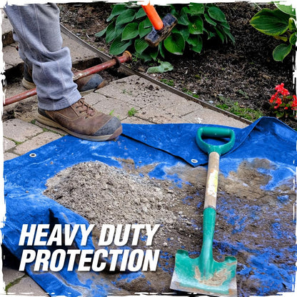 RUGGED RHINO Heavy Duty Waterproof Tarp, UV and Tear Resistant Cover with Reinforced Grommets and Corners, Outdoor Multipurpose Tarps for Camping, Patio, Garden, Car & Roof, 5 Mil, 6x8, 1 Pack, Blue