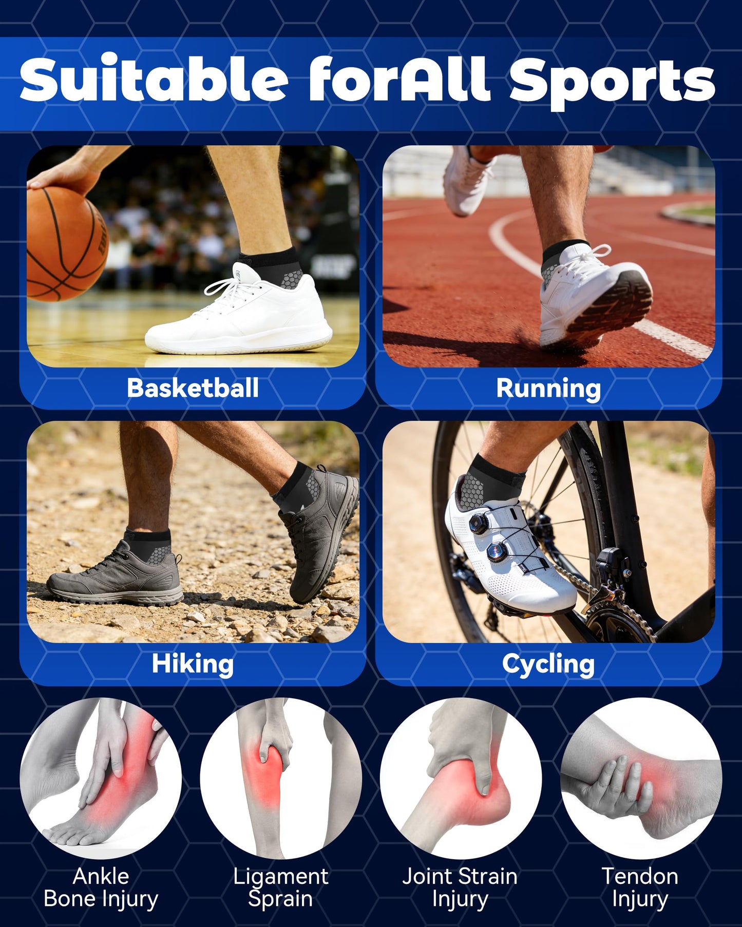 Ankle Brace for Men Women, Adjustable Stabilizer for Sprained Ankle Support, Breathable Low-Profile Lace Up Brace with Straps to Prevent Rolling, for Basketball Running & Sports (Purple*2)