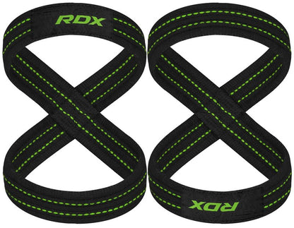 RDX Weight Lifting Straps Figure 8, Anti Slip Strap with Cuffs Wrist Support for Gym Workout Deadlift Powerlifting Bodybuilding Weightlifting, Fitness Strength Training, Hand Bar Grip for Men