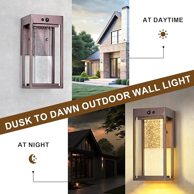 Oil Rubbed Bronze Solar Outdoor Wall Lights with 3 Modes Motion Sensor Crystal Exterior Sconces with 4000K 250LM LED Outside Coach Light for House Front Door Waterproof Dusk to Dawn Solar Porch Light