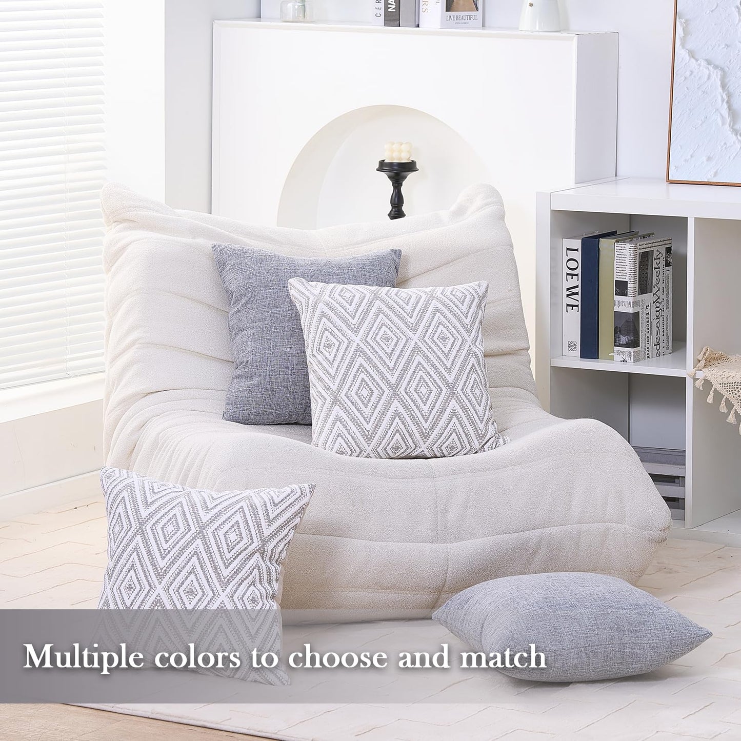 HPUK Throw Pillow Covers 18x18 Inch Set of 4, Linen Decorative Pillow Covers, Accent Cushion Covers for Couch Sofa Bed Bedroom Living Room Décor, Grey
