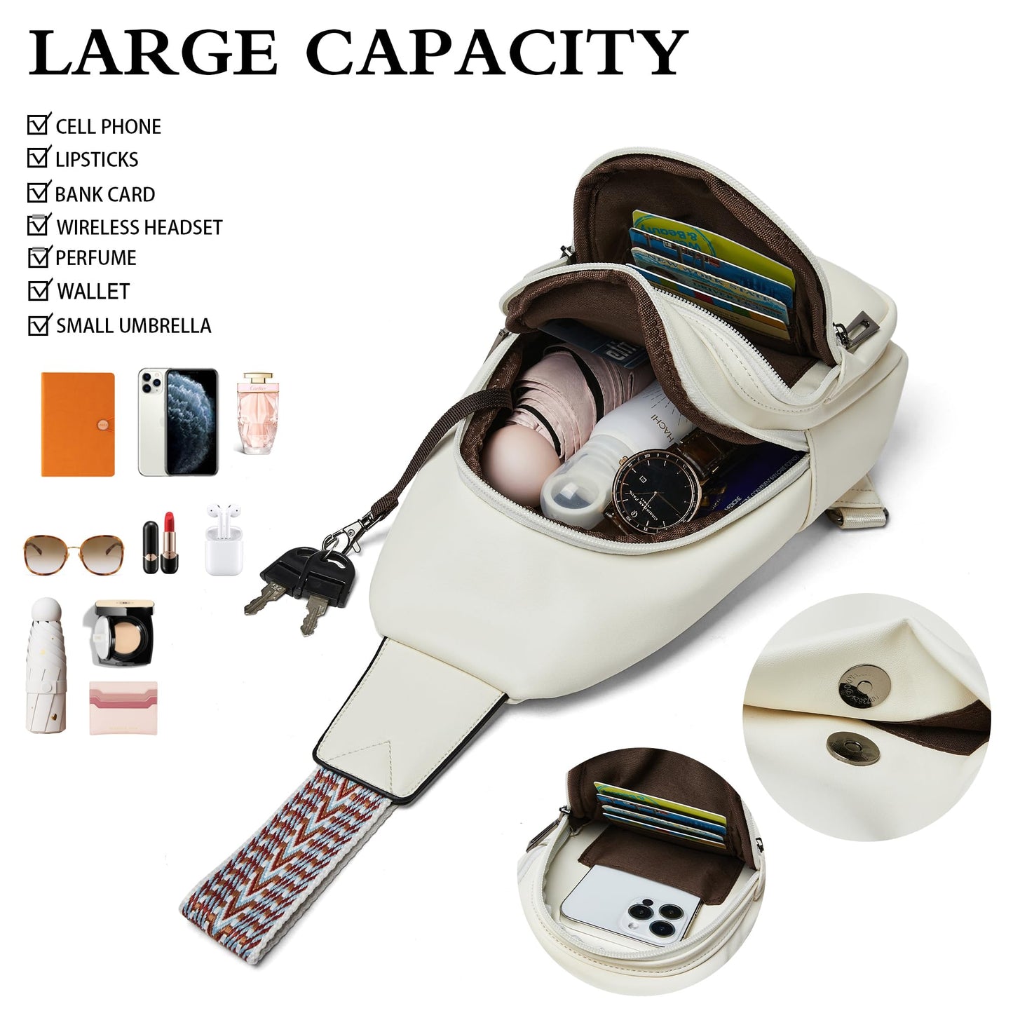 Sling Bag Crossbody Bags for Women Small Cross Body Bag Fanny Packs Chest Sling Purse for Daily Travel Leisure Sport