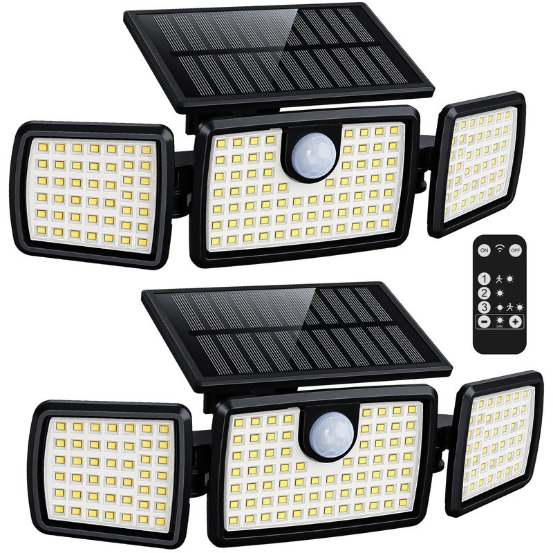 MIHANI Solar Lights Outdoor, Quick Charge Solar Motion Deck Lights Outdoor for Deck with High Brightness, Larger Built-in Tempered Glass Panel, Sensitive PIR Motion Inductor (Remote,2 Pack)