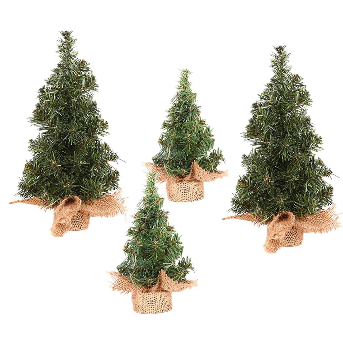 4 Pack Tabletop Mini Christmas Tree, 7.87" / 11.81" Artificial Miniature Pine Christmas Tree with Linen Base Perfect for Christmas Decorations, Home, Kitchen, Dining Table