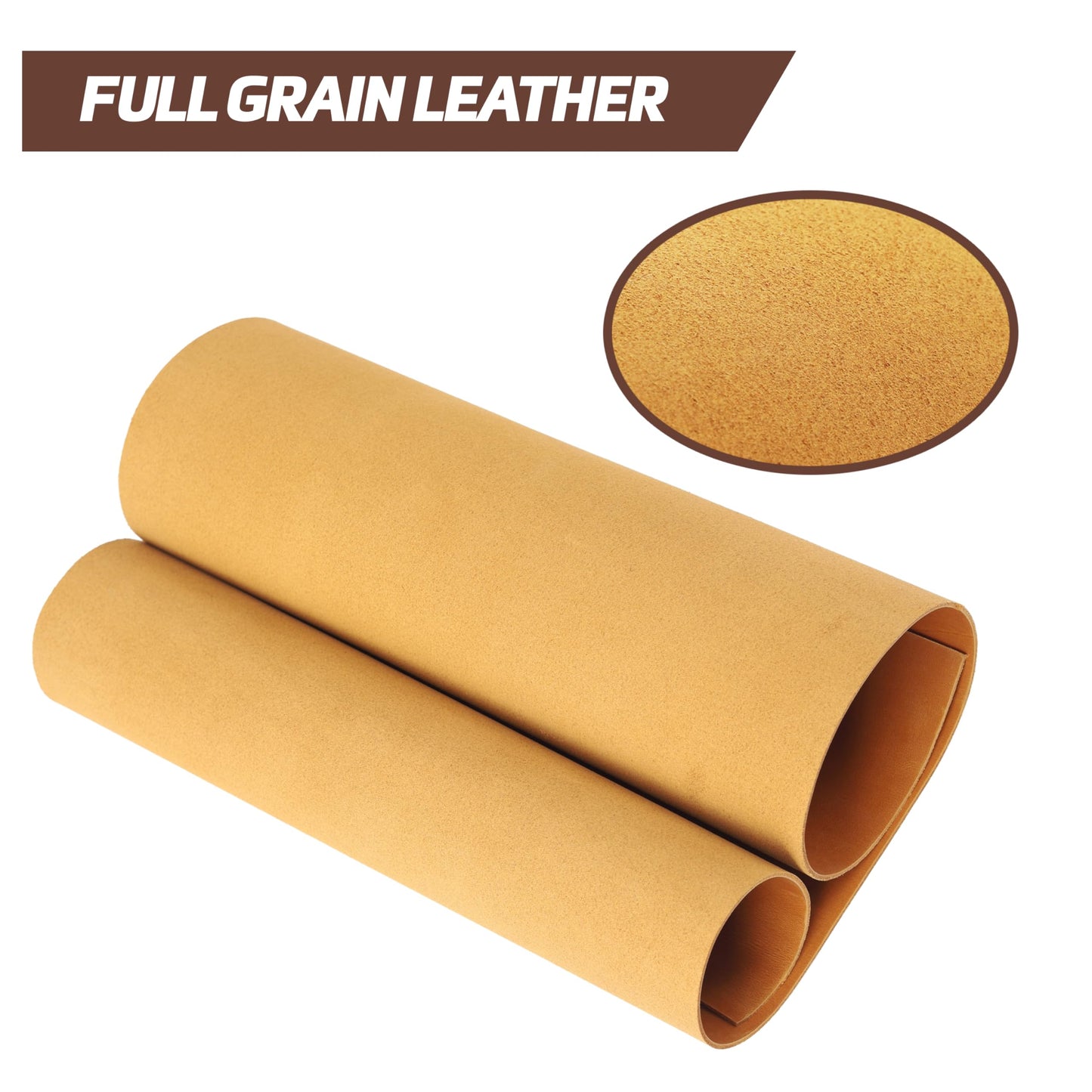 Shkira 12''X24'' Genuine Buckthorn Brown Leather Sheets for Crafts - Square 2.0MM Thick Genuine - Thick Cowhide Pieces Square - Leather Sheet for Arts