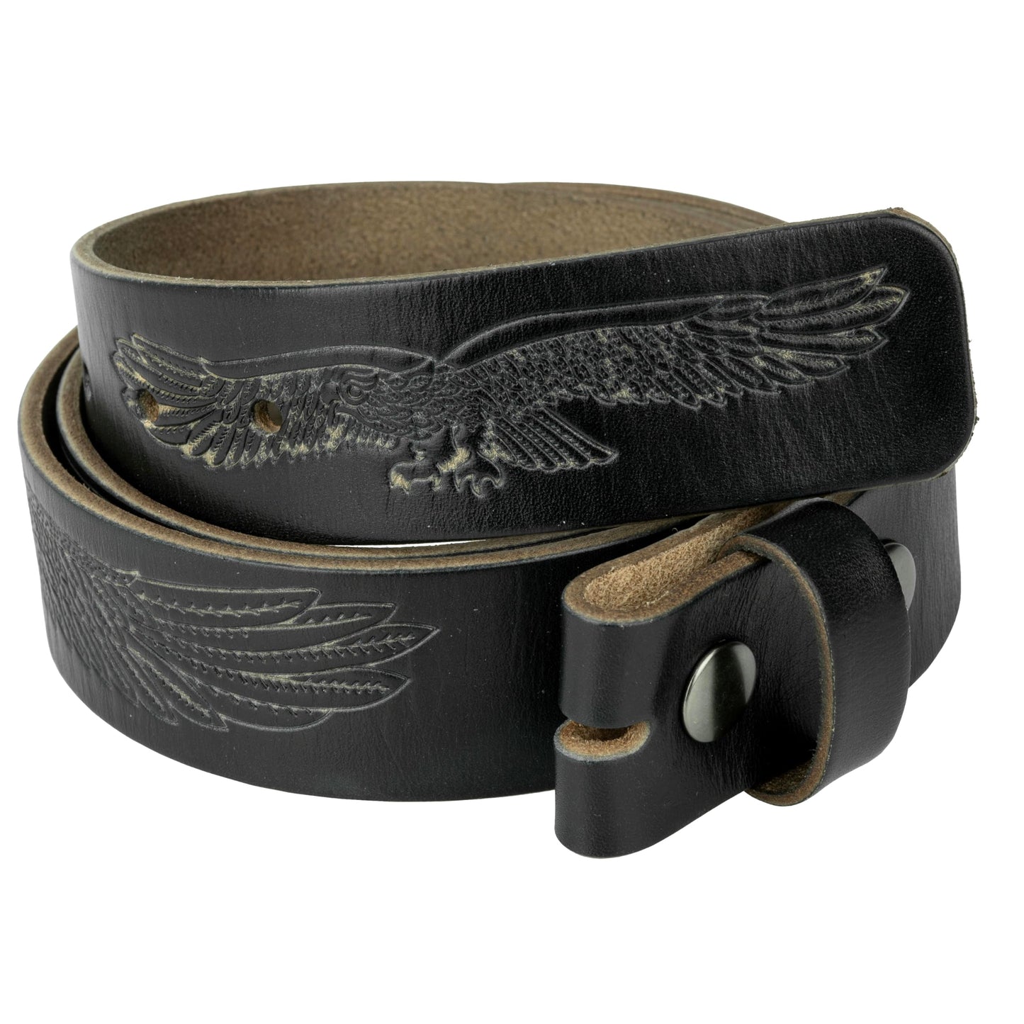 Gelante Genuine Full Grain Leather Belt Strap without Belt Buckle (Embossed Eagle, Large (38''-40''))