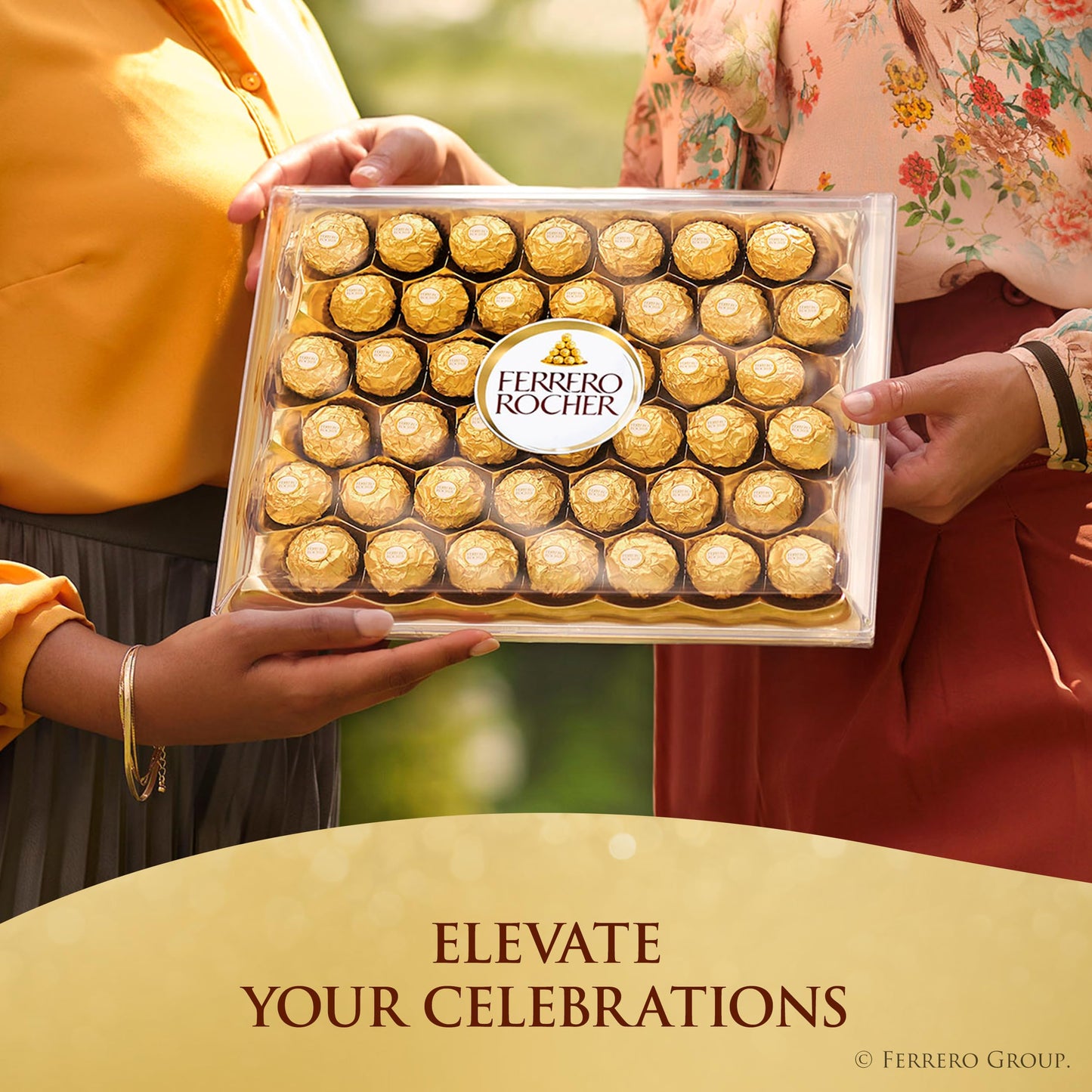 Ferrero Rocher Gourmet Hazelnut Milk Chocolate Gift Box, 42 Individually Wrapped Chocolates, 18.5 oz