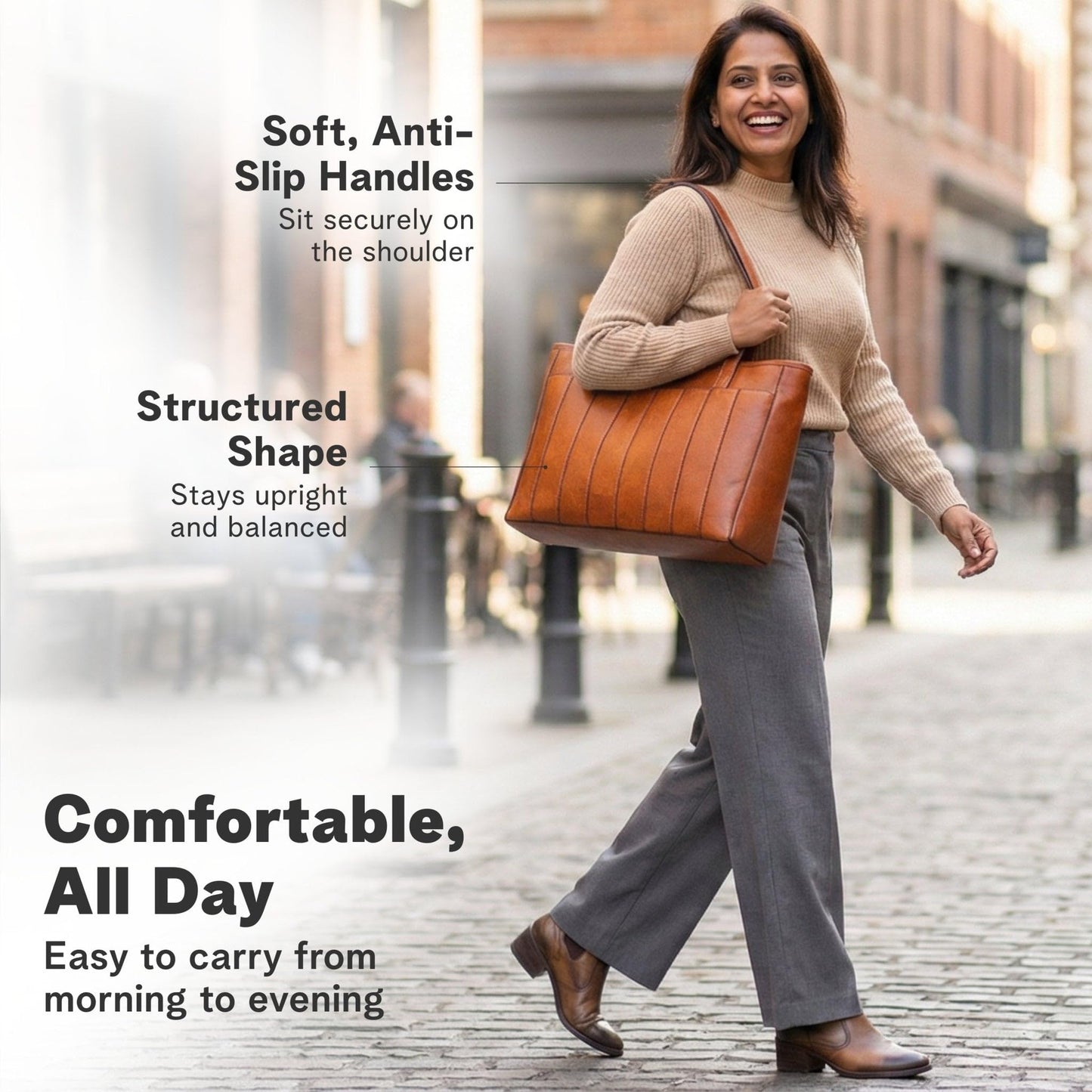 Laptop Bag for Women - 14" Vegan Leather Computer Bags for Laptops for Women - Padded Compartment - Leather Tote