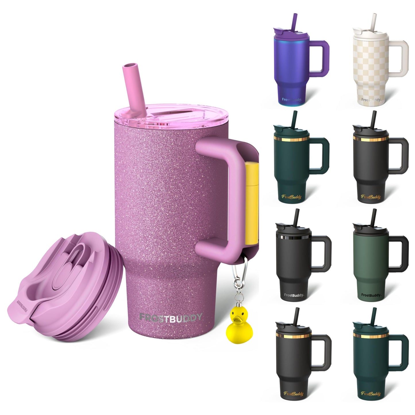 Frost Buddy Thicc Buddy - 16 oz Stainless Steel Vacuum Insulated Tumbler with Lid and Straw for Water - Travel Mug Cupholder Friendly - Gifts for Women Men Him Her (Aurora)