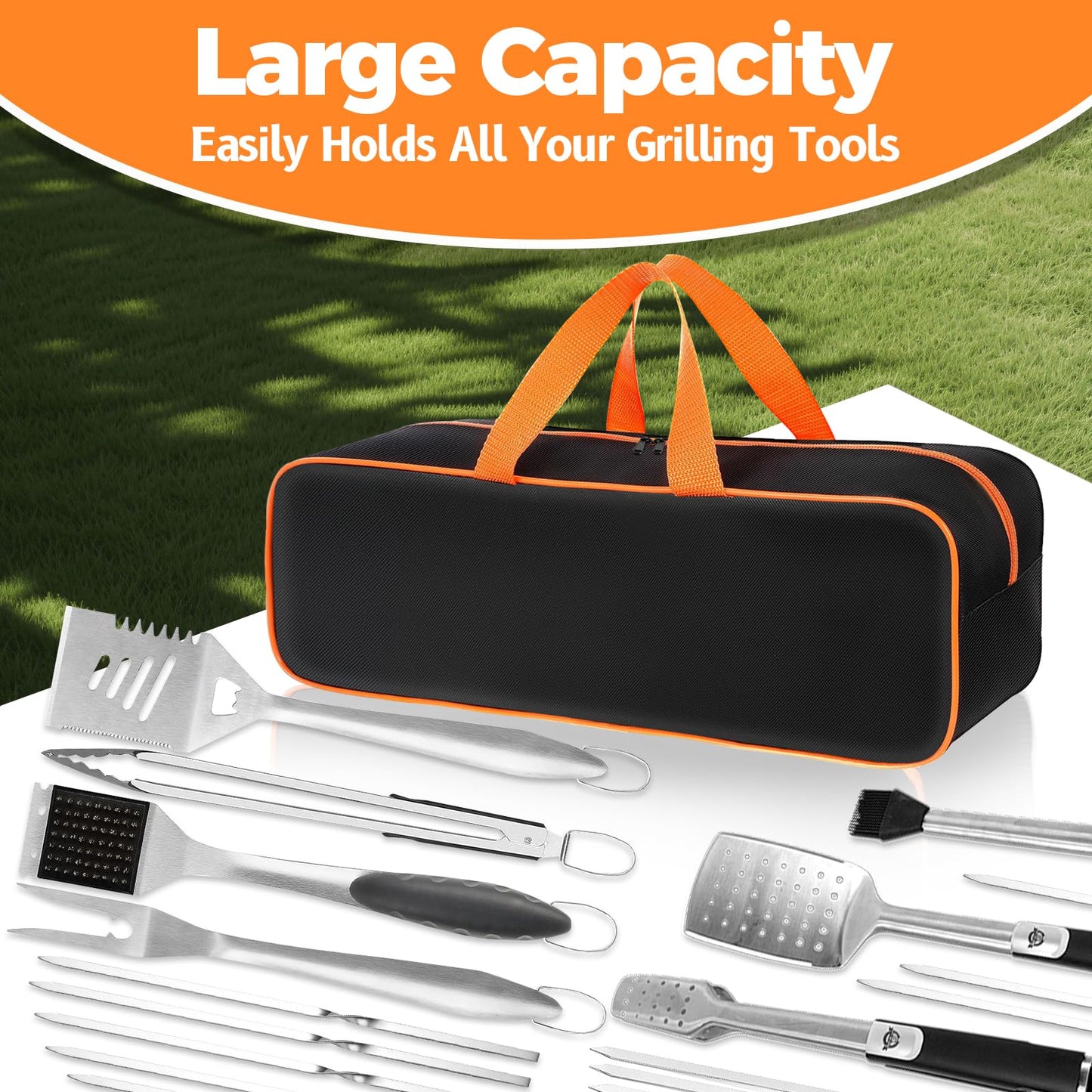 TWAKAP Grill Tool Storage Bag, 24" x 8" x 8" Large Capacity Grill Accessory Storage, 1680D Heavy-Duty Grill Utensil Storage, Accessories Storage Compatible with Blackstone (No Accessories)